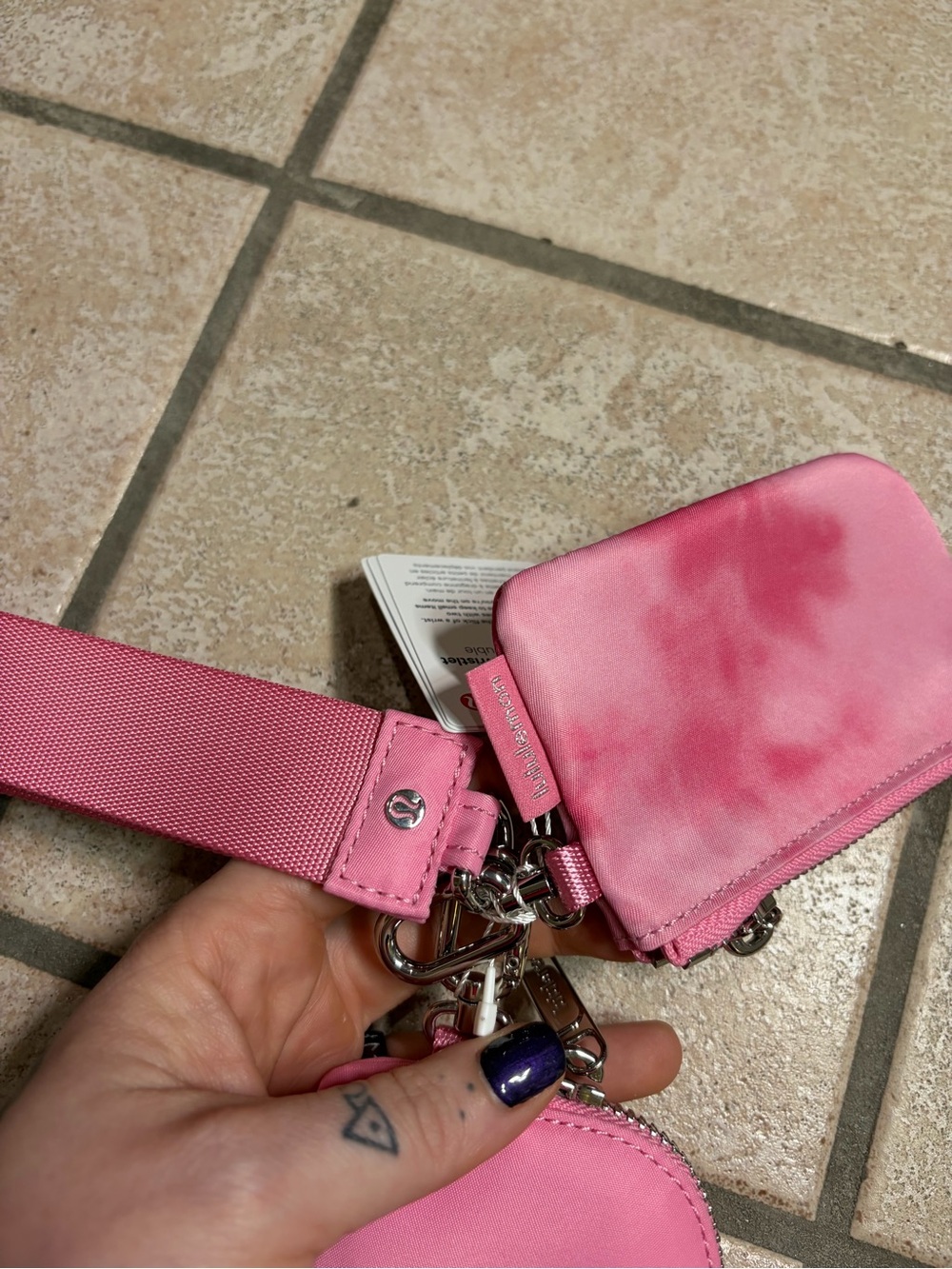 NWT Lululemon Dual Pouch Wristlet (Strawberry Multi/Candy Cloud/Silver) - Picture 8 of 9